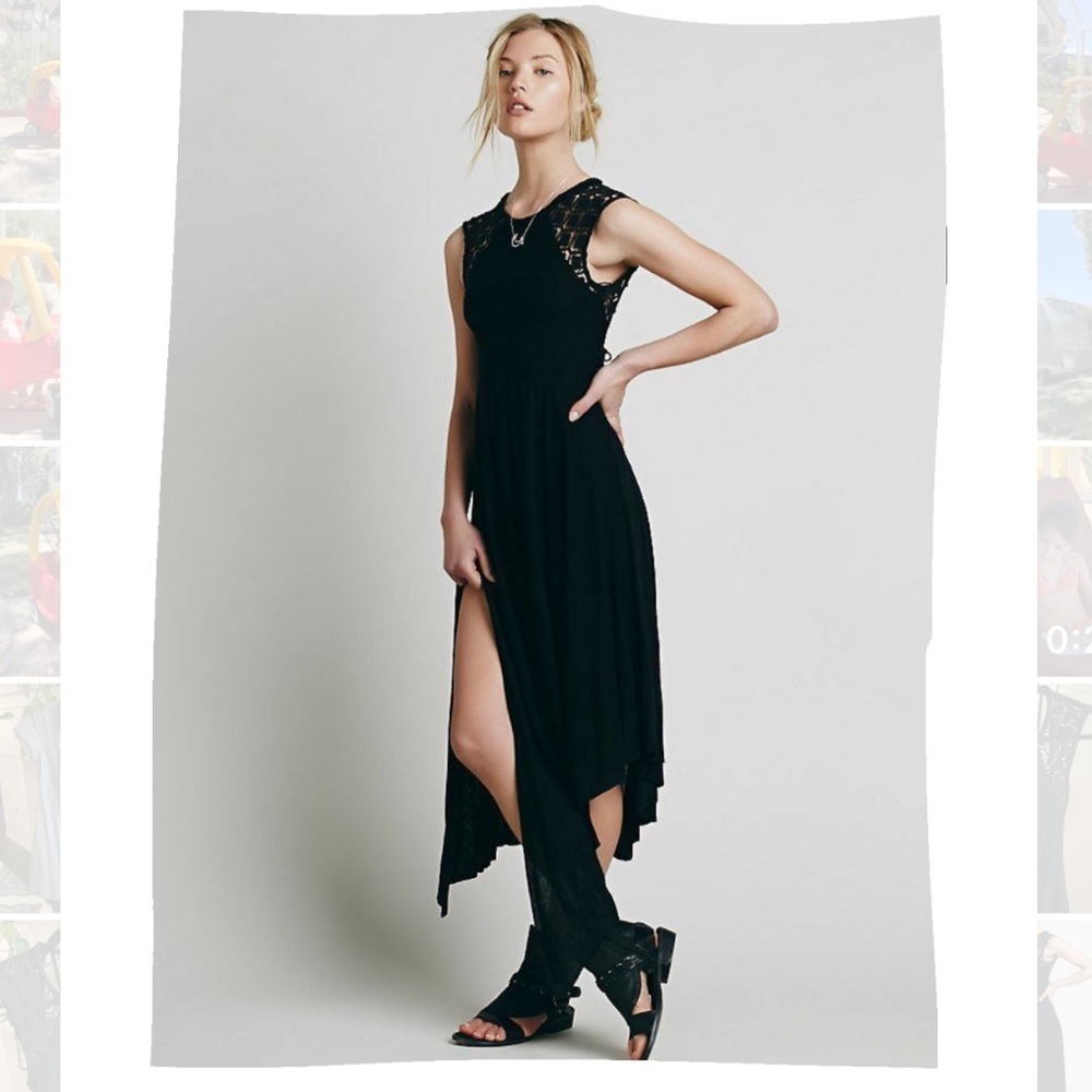 Free People Afternoon Delight Crochet Black Maxi